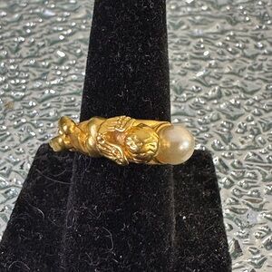 Avon Gold Angel Ring with Pearl Accent